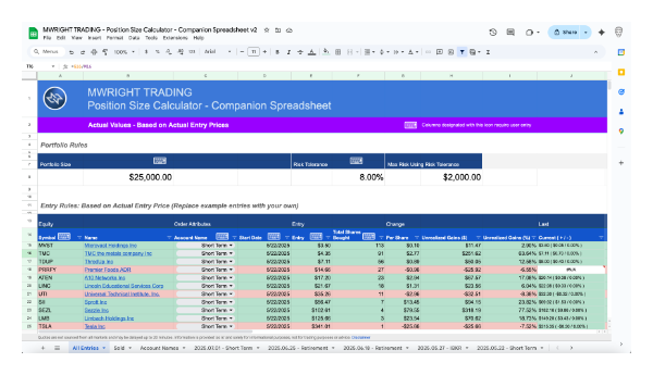 Companion Spreadsheet Screenshot